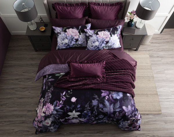 Top-down view of our Christabel Duvet Cover dressing a queen bed with matching accessories. Top-down view of our Christabel Duvet Cover dressing a queen bed with matching accessories.