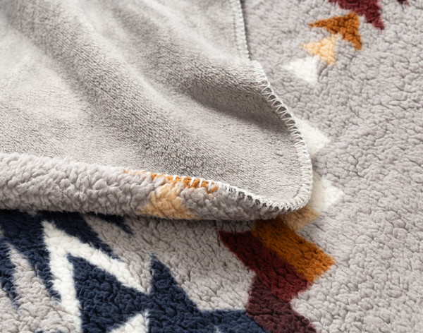 Close up on the folded corner of our Granite Southwest Throw.