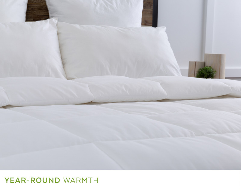 Angled view of the top on our Valhalla Microgel Duvet.
