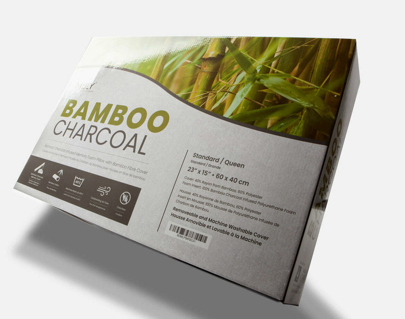 MLILY® Bamboo Charcoal Memory Foam Pillow packaging.