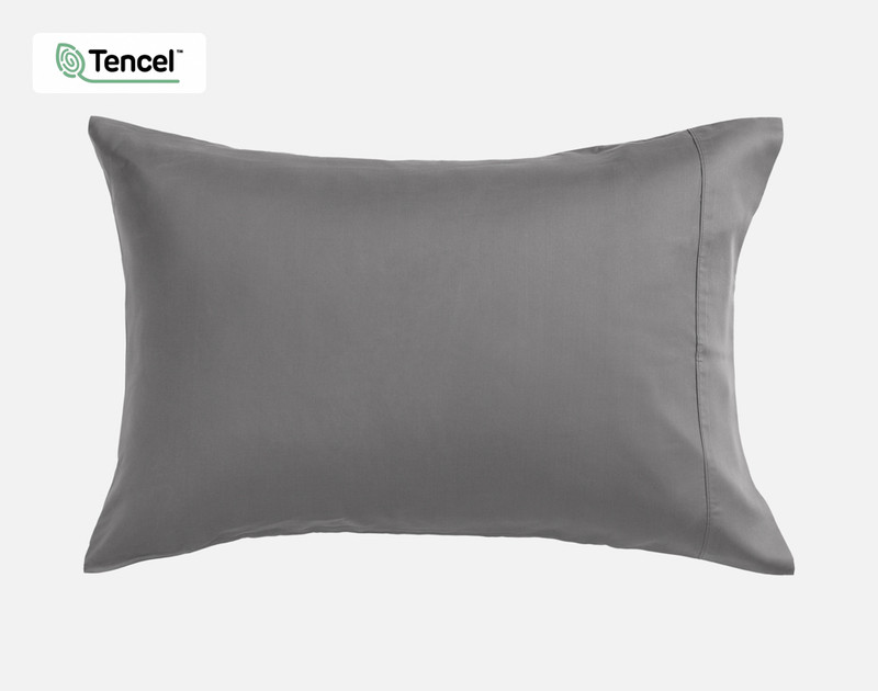 Front view of our BeechBliss TENCEL™ Modal Pillowcase in Pewter Grey sitting against a solid white background.