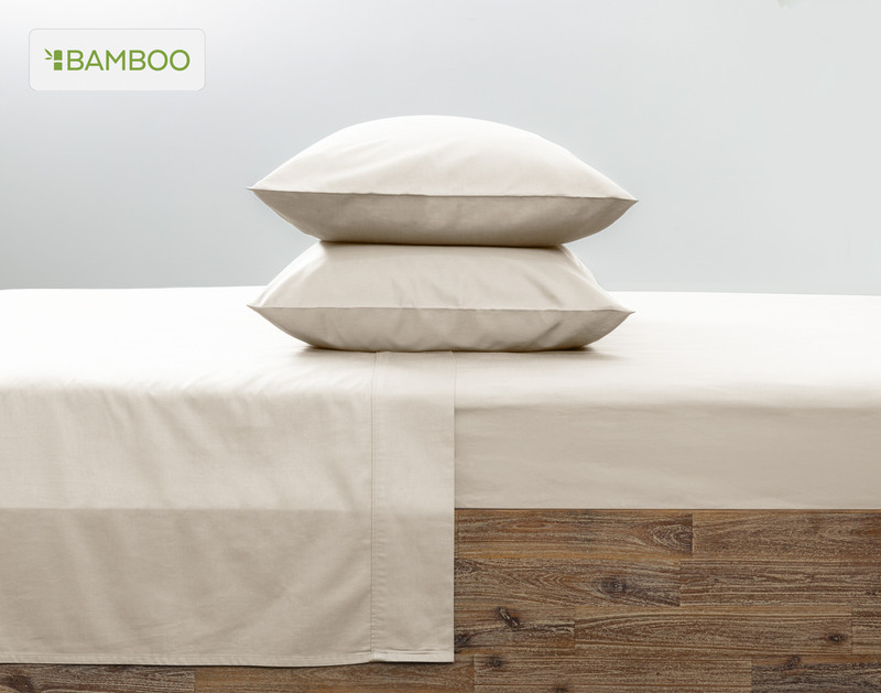 Bamboo Cotton Pillowcases stacked as a pair in Driftwood