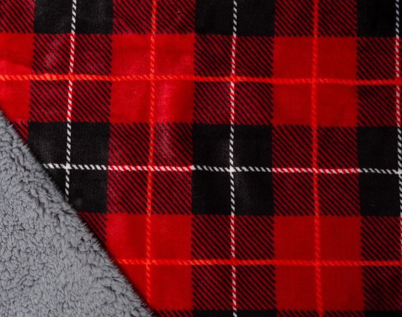 Close up of Plaid Sherpa Blanket
