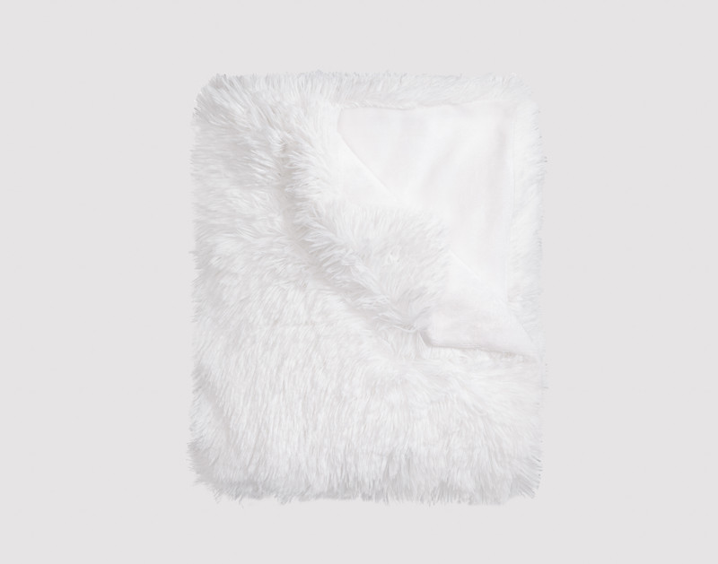 Our Frosted Shaggy Throw in White folded into a tidy square.