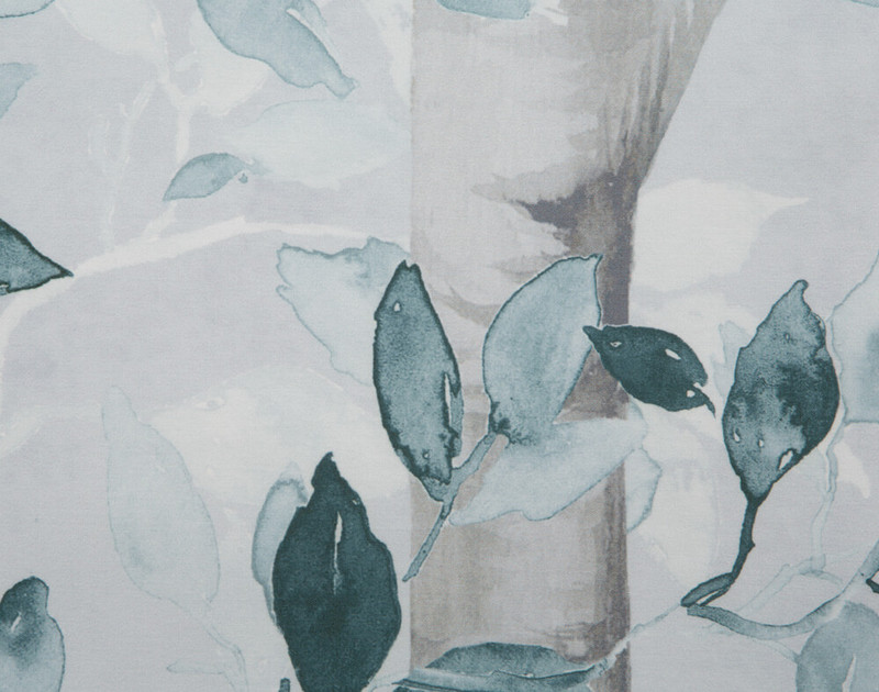 Close up of teal botanical print