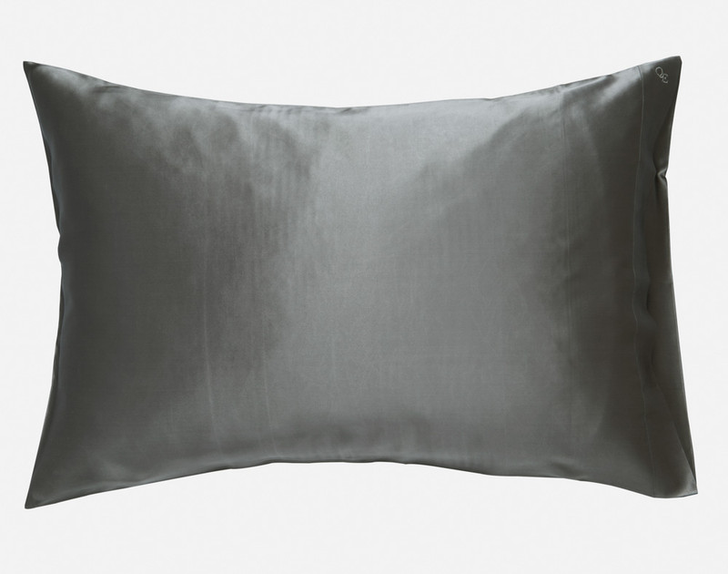 100% Silk Pillowcase in Pewter, a bold grey.