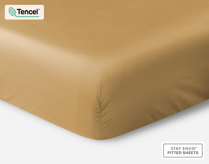 Honey Gold BeechBliss TENCEL™ Modal Fitted Sheet pulled over mattress