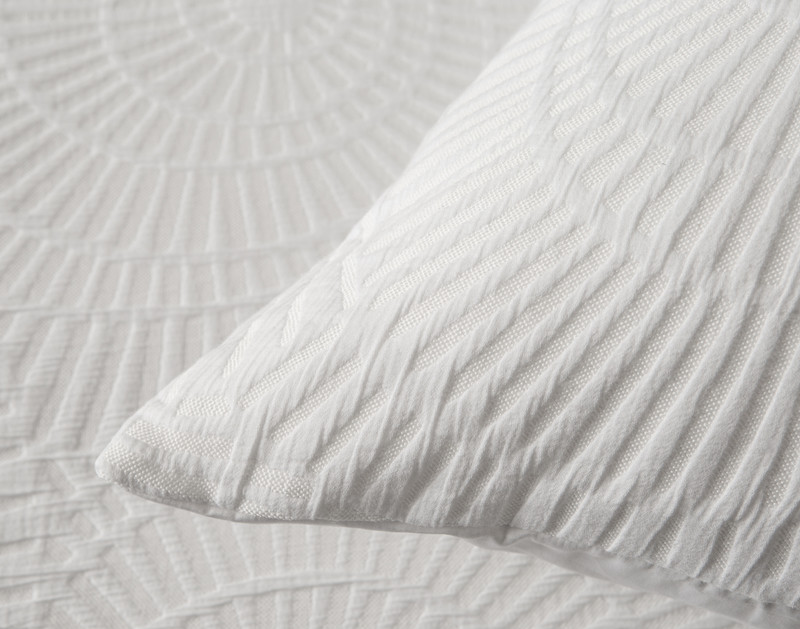 Close-up on the corner of our Boca White Euro Sham to show its clean knife edge.