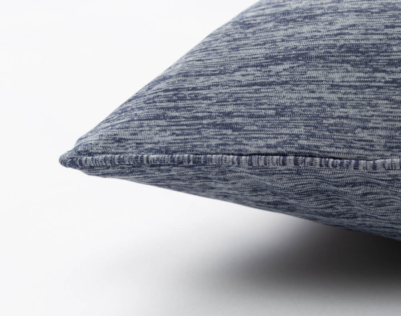 Close-up on the knife edge corner on our Cool Touch Pillowcases in Navy Blue.