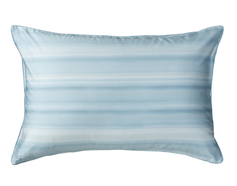 Front view of the reverse on our Tidal Pillow Sham with coordinating blue and white ombre design.