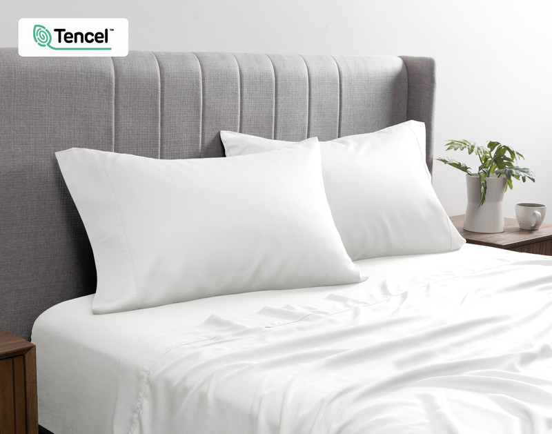 SIde view of BeechBliss TENCEL™ Modal Pillowcases in White .