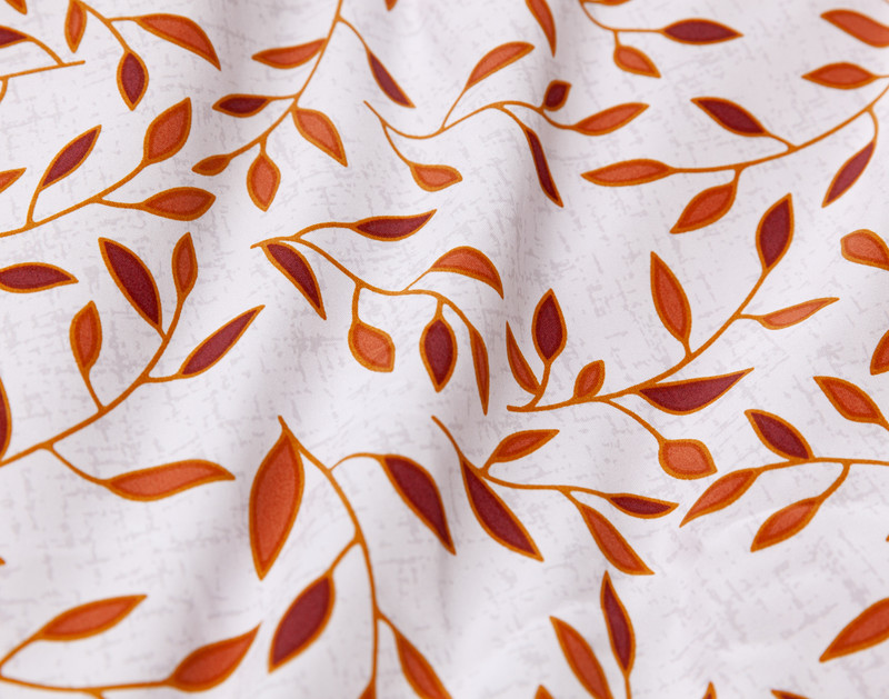 Close-up on the leaf print reverse design on our Saturna Duvet Cover.