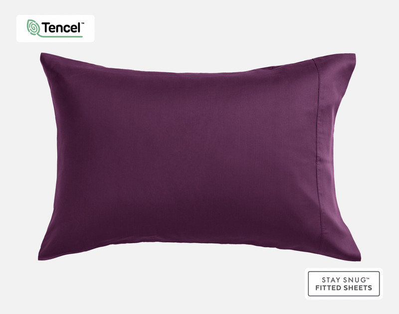 Front view of our BeechBliss TENCEL™ Modal Pillowcase in Plum resting against a solid white background.