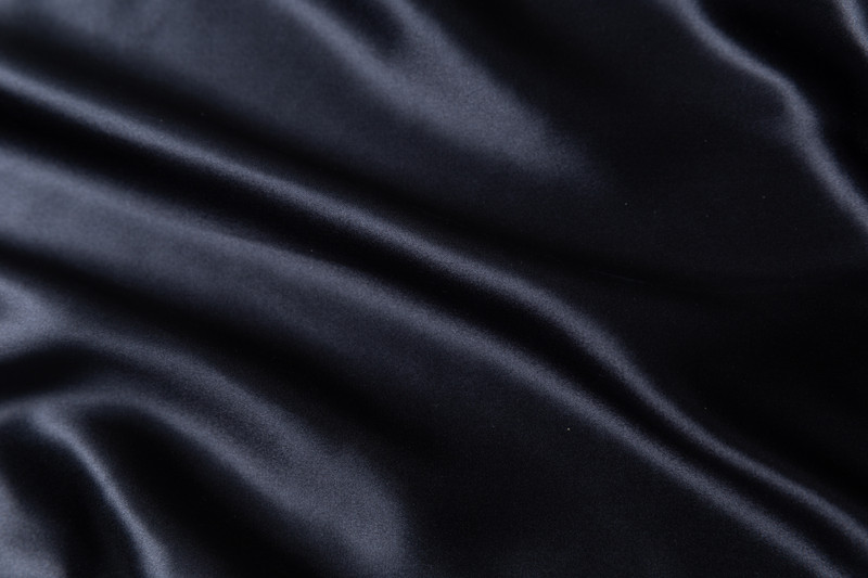 Close-up of the luxurious mulberry silk fabric on our Mulberry Silk Sleep Cap in Black.