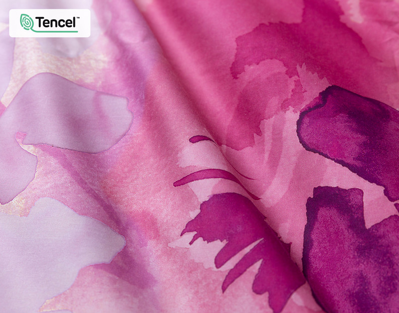 Close-up on the watercolour floral design on our Mambo Duvet Cover.