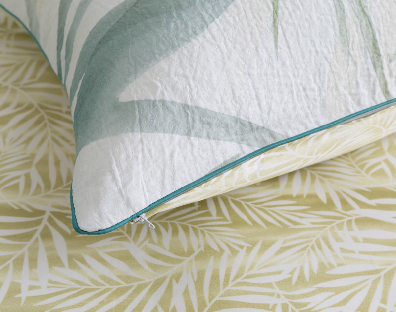 Close-up of the piped border on the corner of our Bonita Pillow Sham.