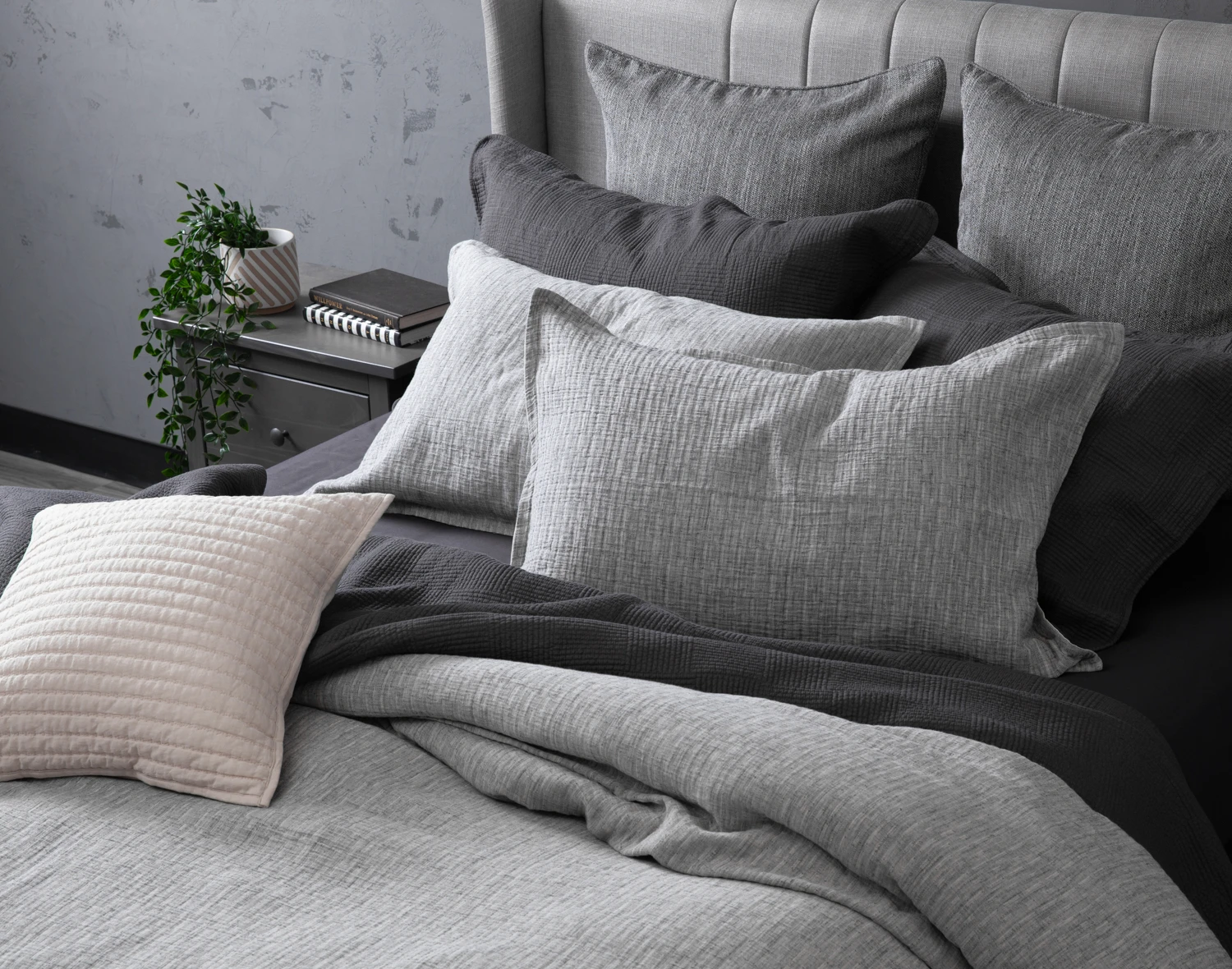 Side angled view of our Ancora Duvet Cover.