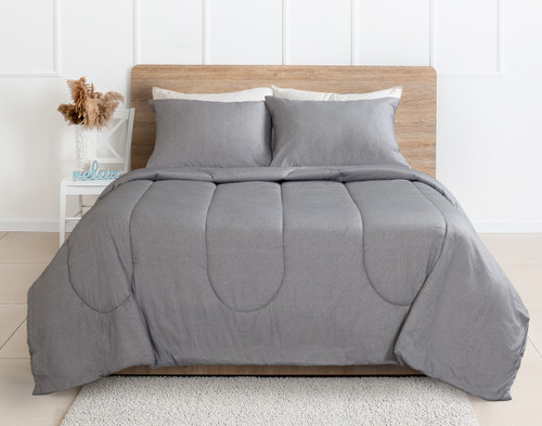 Perrin Cotton Comforter Set, Grey,
