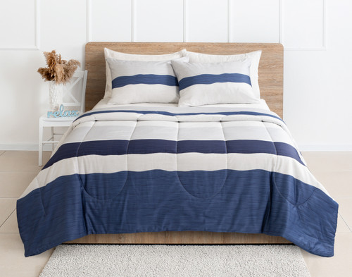 Leo Cotton Comforter Set, Geometric, White,