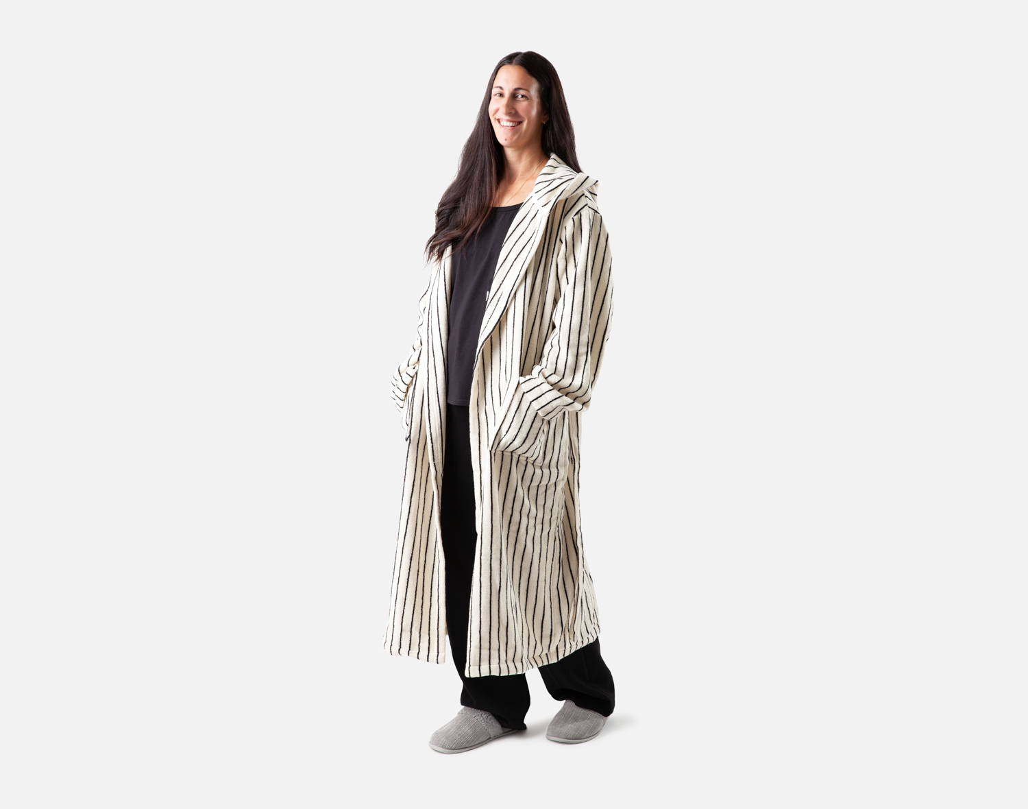 Yarn Dye Terry Hooded Bathrobe White