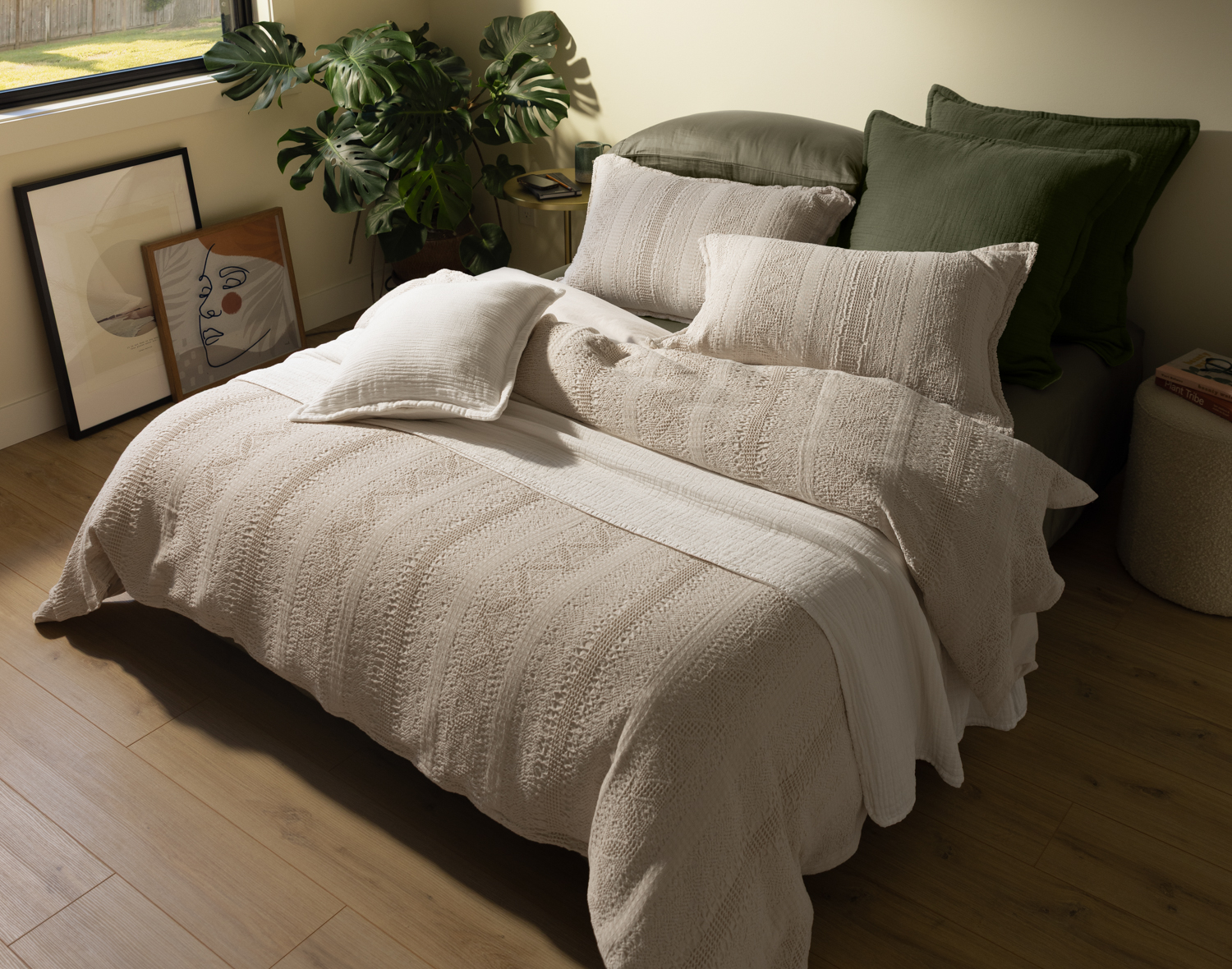 Rustico Duvet Cover, Cotton, Textured, Beige,