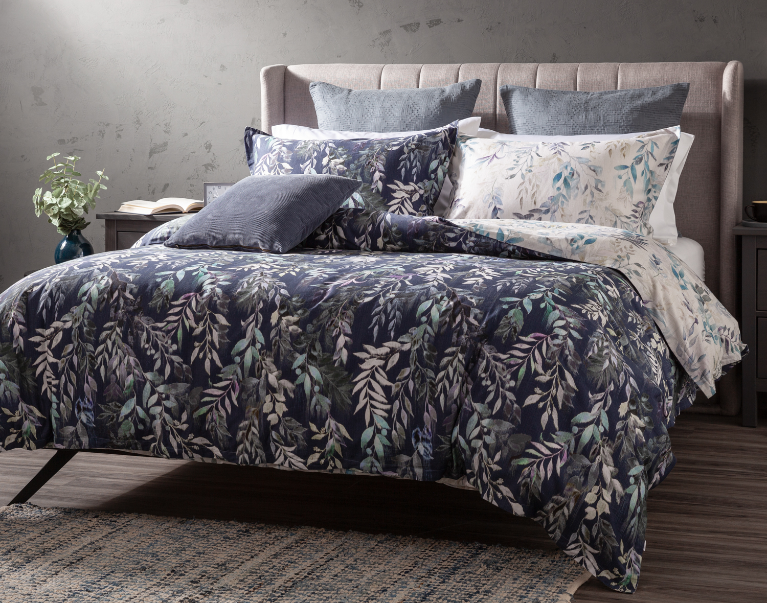 Kona Bay Duvet Cover, Cotton, Botanical, Blue,