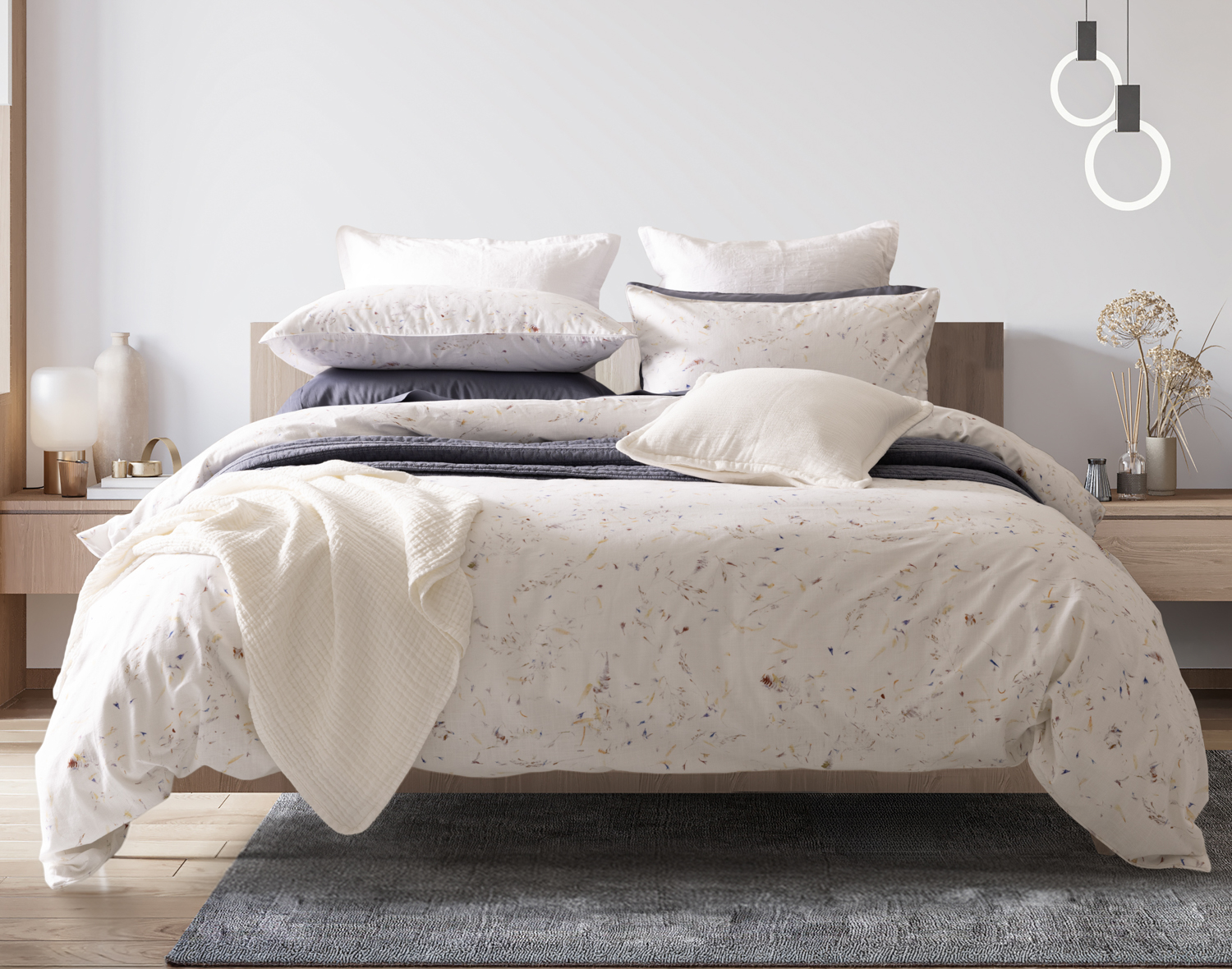 Memories Duvet Cover, Cotton, Floral, White,