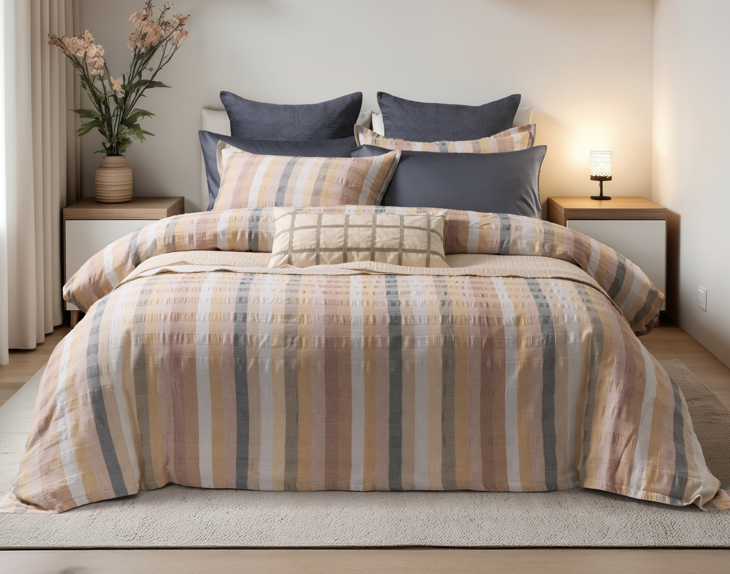 Carmen Duvet Cover, Cotton, Geometric, Orange,