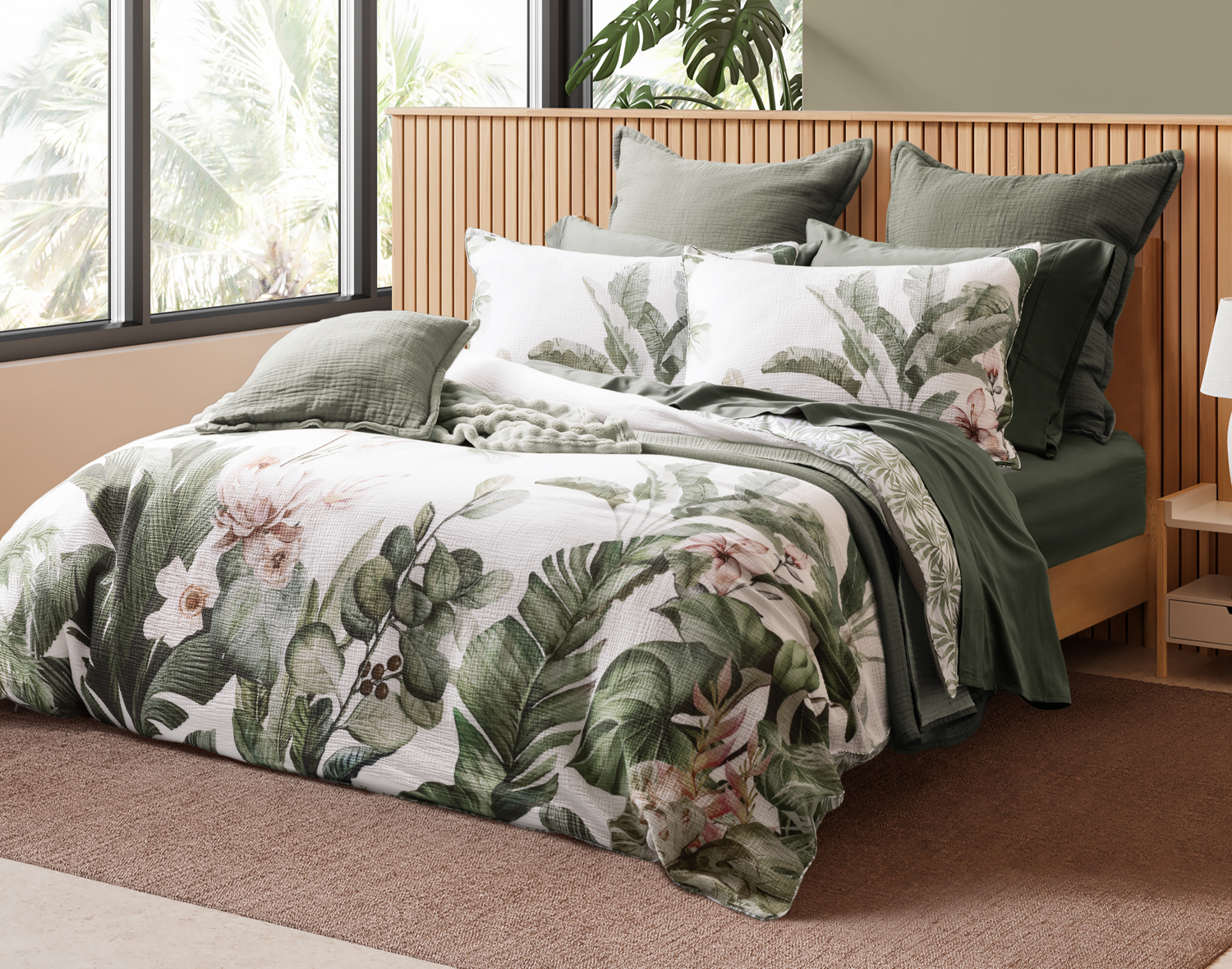 Sail Away Duvet Cover, Cotton, Botanical, Green,