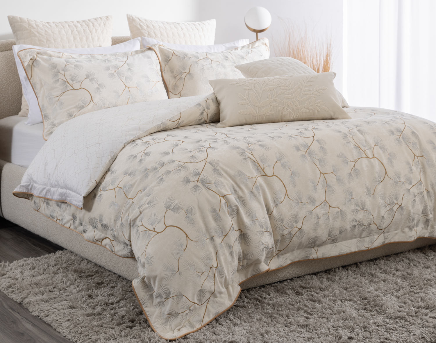 Silverbough Duvet Cover, Cotton, Botanical, Beige,