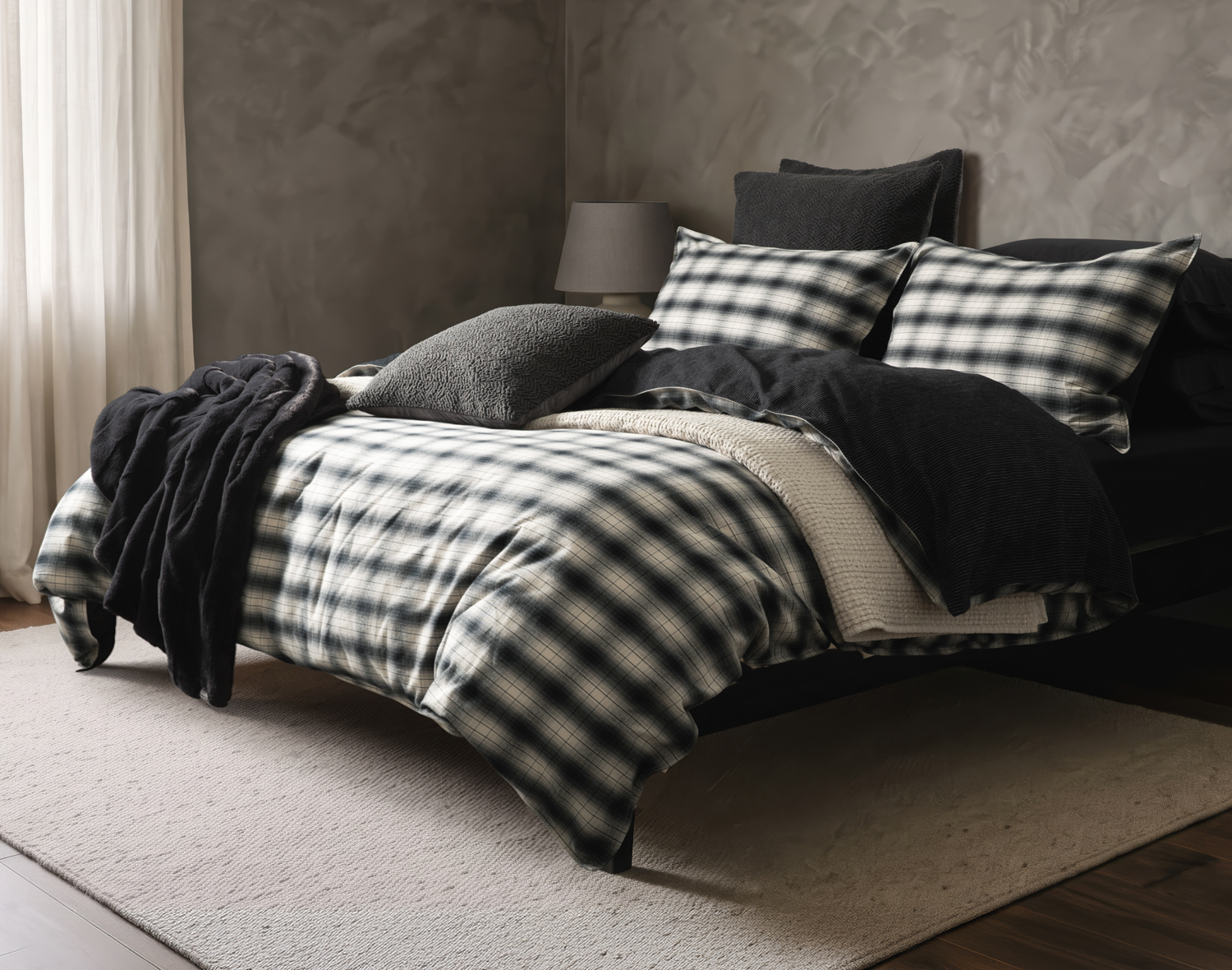 Bailey Duvet Cover, Cotton Set, Geometric, Black,