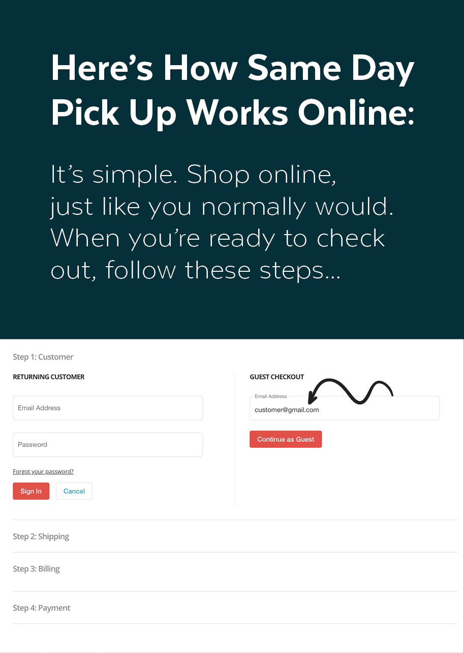 Same Day Pick Up Online Step by Step