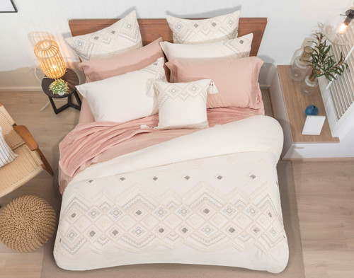 Charity Duvet Cover, Cotton, Geometric, Beige,