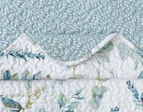 Ariel Recycled Polyester Coverlet Set, Botanical, White, Queen