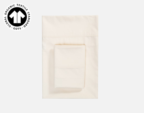 Undyed & Unbleached Organic Cotton Sateen Sheet Set, GOTS Certified, Beige,