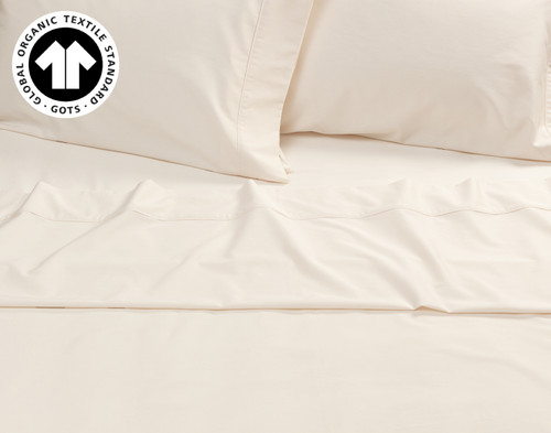 Undyed & Unbleached Organic Cotton Sateen Pillowcases (Set of 2), GOTS Certified, Beige,