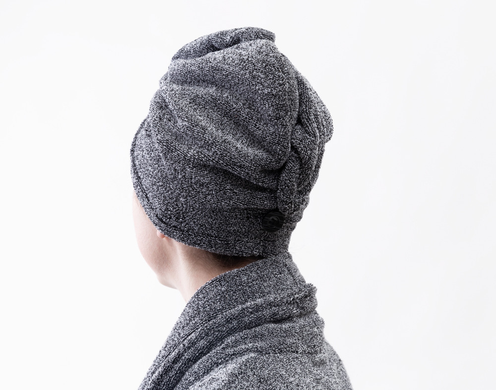 Charcoal Infused Cotton Hair Wrap, Grey