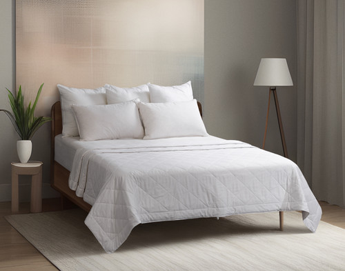 QE Home 3 in Piece Silk Bedding Starter Set, White, Double
