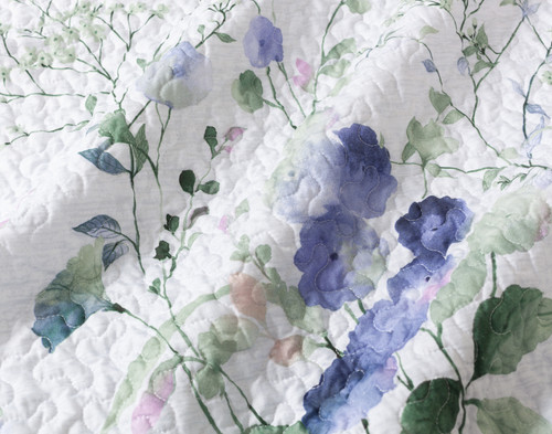 Evelyn Recycled Polyester Coverlet Set, Botanical, Blue,