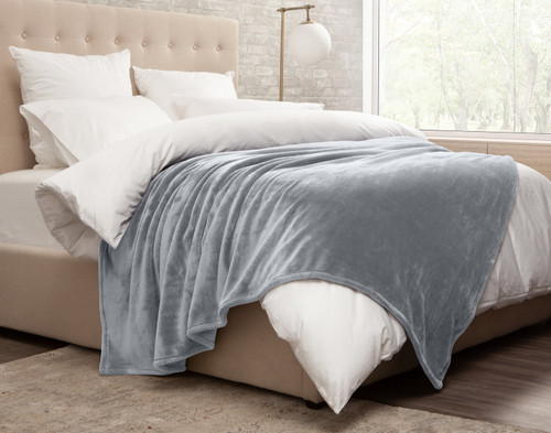 Cashmere Touch Fleece Blanket - Slate Blue