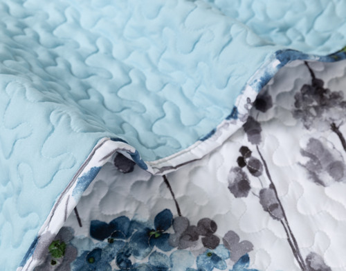 Marisol Recycled Polyester Coverlet Set, Botanical, Blue,