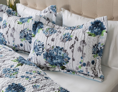 Marisol Recycled Polyester Coverlet Set, Botanical, Blue,