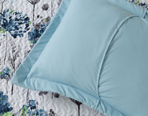 Marisol Recycled Polyester Coverlet Set, Botanical, Blue,