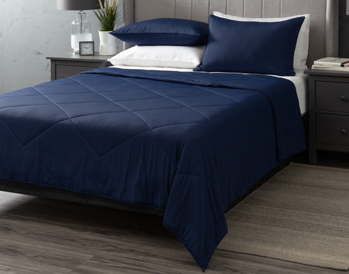 QE Home 3-Piece Cool Bedding For Hot Sleepers Bundle - Midnight, Blue