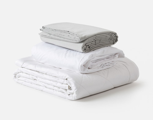 QE Home 3-Piece Fresh Start Bedding Bundle - Charcoal, Grey, Queen