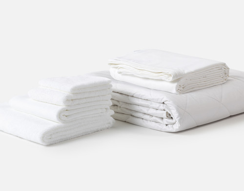 QE Home 6-Piece Bath & Bedding Essentials Bundle - White, Twin