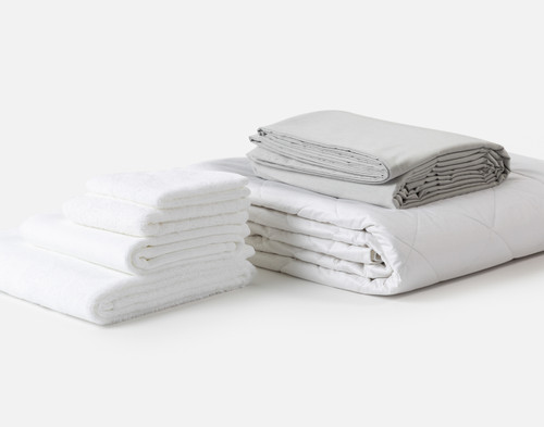 6-Piece Bath & Bedding Essentials Bundle - Charcoal White,