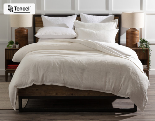 Nuala Duvet Cover, TENCEL Lyocell, Geometric, White,