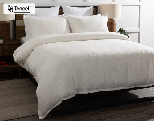Nuala Duvet Cover, TENCEL Lyocell, Geometric, White,