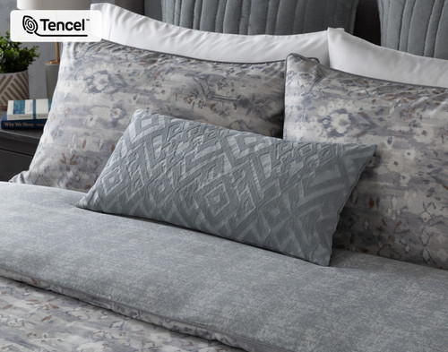 Fergana Duvet Cover, Cotton, TENCEL Lyocell, Geometric, Grey,